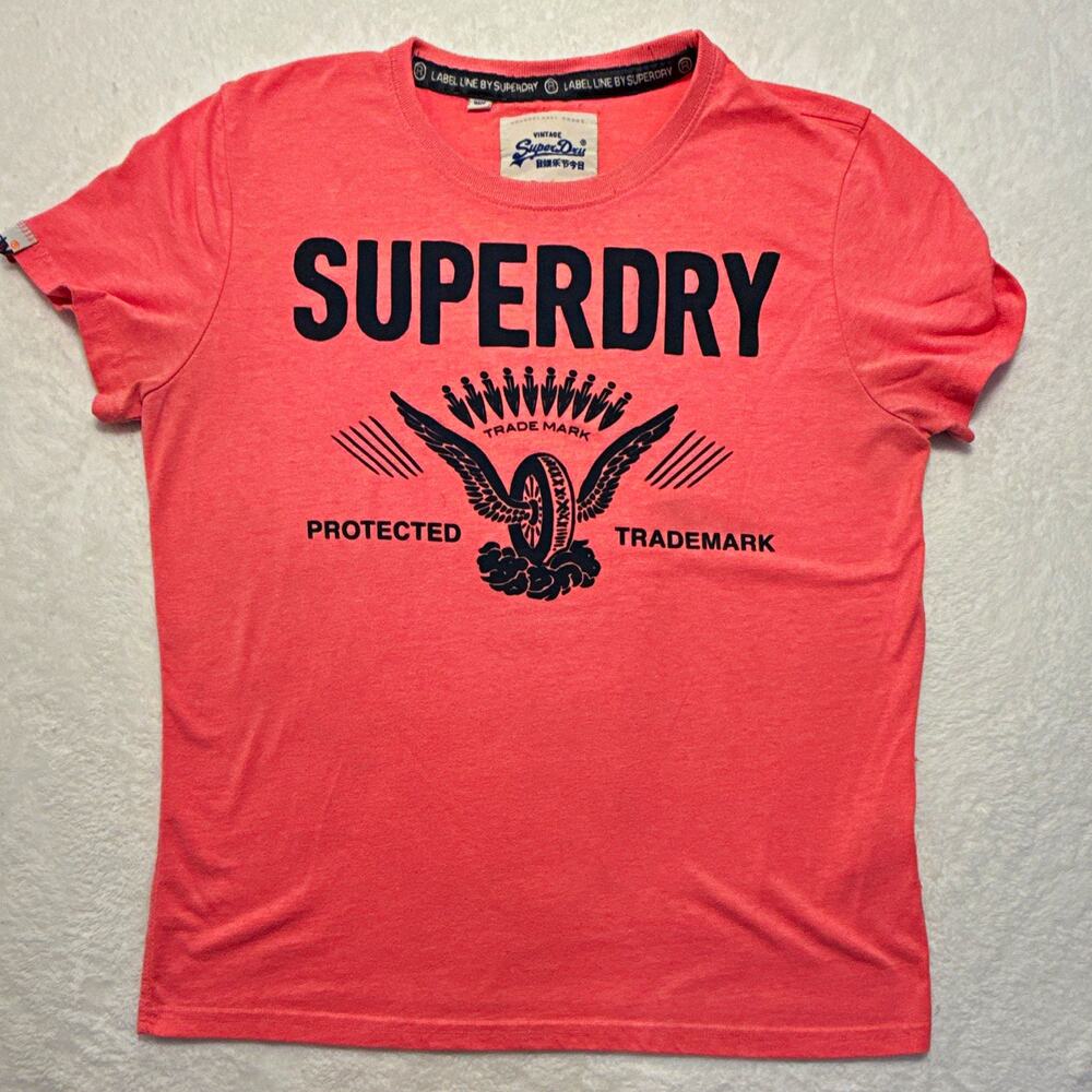 Superdry Men's Pink Graphic Logo Crew Neck T-Shirt Short Sleeve Slim Fit M